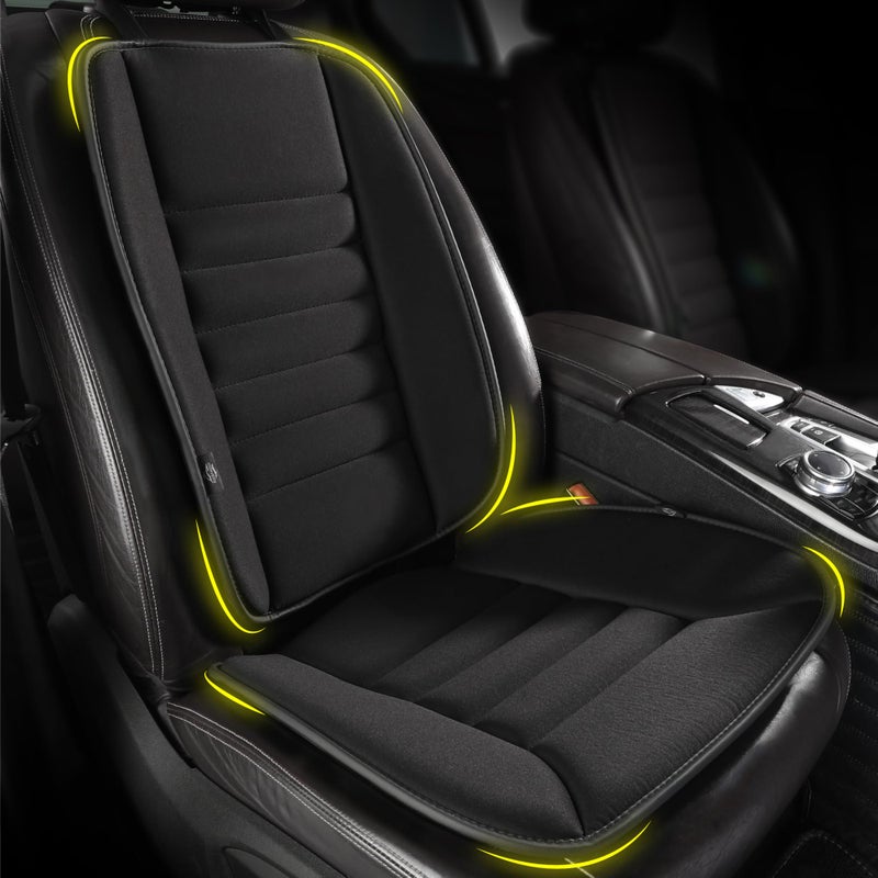 kingphenix Car Seat Cushion with Back Support Pillow: Enhanced Comfort Memory Foam Design for Pain Relief  Ideal for Drivers and Office Use - Ergonomic Lumbar Comfort for Long Sitting - Black - Image 1